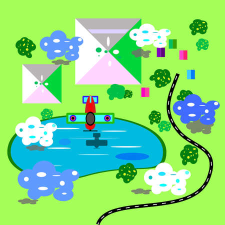 top view a plane, vector art and illustrationのイラスト素材