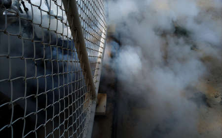 Reduce the pressure from the nitrogen tank.の写真素材