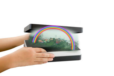 Misty mountains in the rainy season keep in boxの写真素材