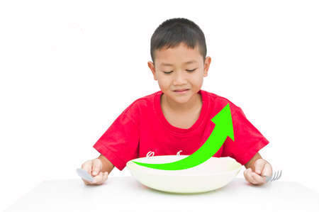 Serve morning food stock market up with moving arrowの写真素材