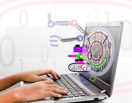 get ready learning robot for new experience by internet.の写真素材