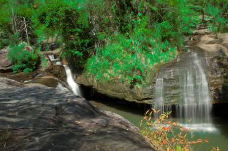 Waterfall from ravine in forest, Ubonratchathani SoiSawan waterfallの写真素材