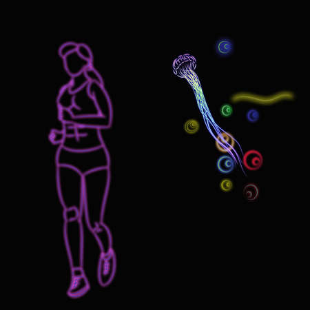 pattern fitness of women and beautiful light backgroundの写真素材
