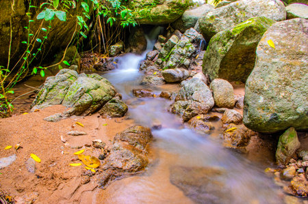 Water Flowing at Maesa Noi Waterfall, Thailand.の写真素材