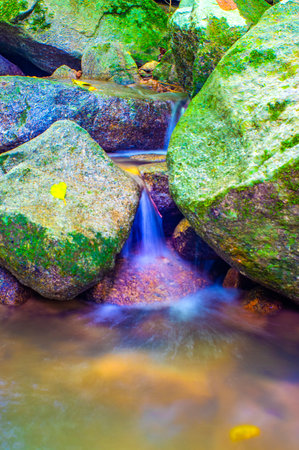 Water Flowing at Maesa Noi Waterfall, Thailand.の写真素材