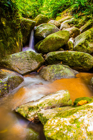 Water Flowing at Maesa Noi Waterfall, Thailand.の写真素材