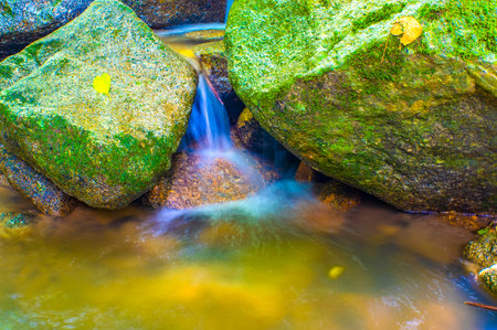 Water Flowing at Maesa Noi Waterfall, Thailand.の写真素材