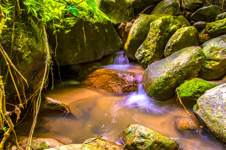 Water Flowing at Maesa Noi Waterfall, Thailand.の写真素材
