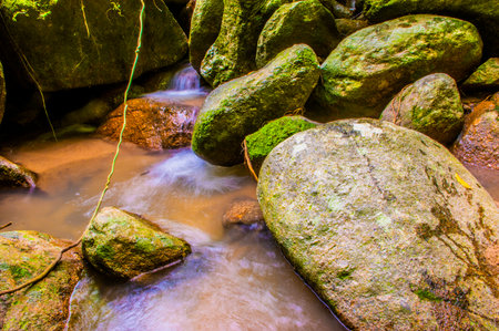 Water Flowing at Champa Thong Waterfall, Thailand.の写真素材