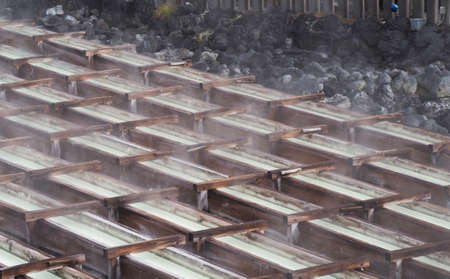 Kusatsu onsen yubatake hot spring field Japan