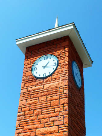 Red brick tower clock Sapporo Japanの写真素材