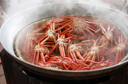 Steaming snow crab in Japanの写真素材