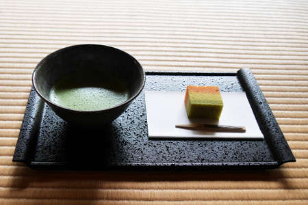 Green tea with sweets in Japan