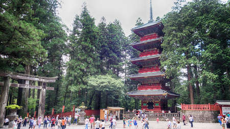 5 storey wooden pagoda at Toshogu shrine Nikko Japanのeditorial素材