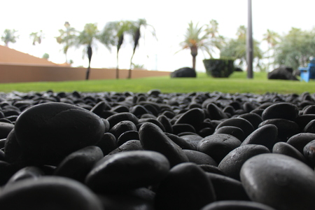 Smooth Black Stone Landscapingの写真素材