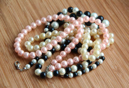 An assortment of pearl beadsの写真素材
