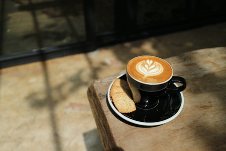 Cup of coffee on the tableの写真素材