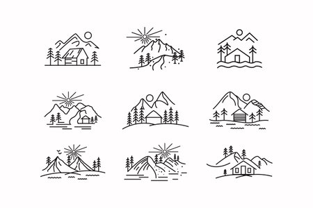Hand Drawn Mountain Logoのイラスト素材