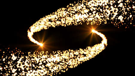 golden sparkling falling star. Stardust trail. Cosmic glittering wave.