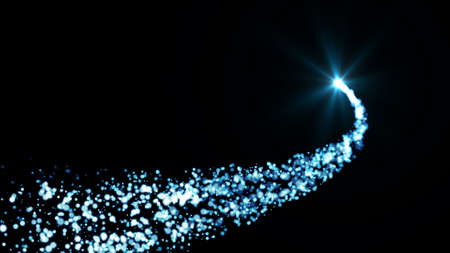 golden sparkling falling star. Stardust trail. Cosmic glittering wave.