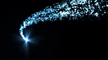 golden sparkling falling star. Stardust trail. Cosmic glittering wave.の写真素材