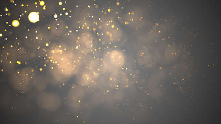 Christmas Background. Golden Holiday Abstract Glitter Defocused Background With Blinking Stars. Blurred Bokehの写真素材
