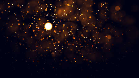 Gold abstract bokeh background. real backlit dust particles with real lens flare.の写真素材