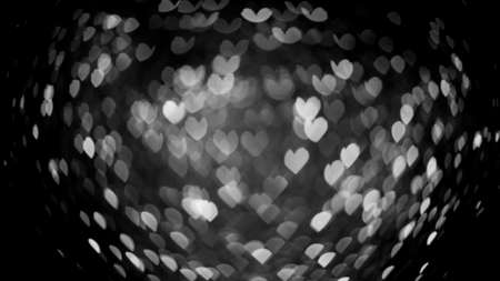 Silver lights bokeh defocus abstract background. Silver Festive Christmas. Glitter twinkled bright...