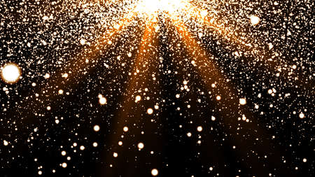 Sprinkle gold dust on a black background with copy space.