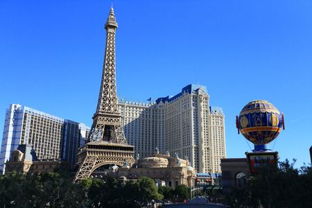 Paris Casino Hotel, Las Vegas, View from Bellagio Hotel around noon. Las Vegas, NV, USA-January 16, 2014のeditorial素材