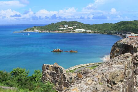View from the Fort Luis in St. Martin islandの写真素材