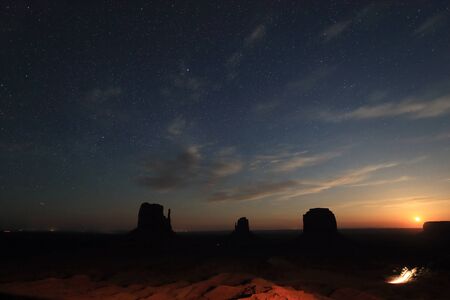 Moonrise at Monument Valleyの写真素材