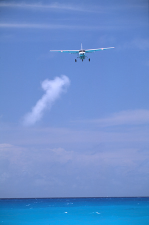 Maho Beach in St.Martin Islandの写真素材