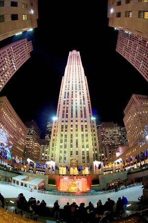 Rockefeller Christmas tree, Christmas season in Manhattanのeditorial素材