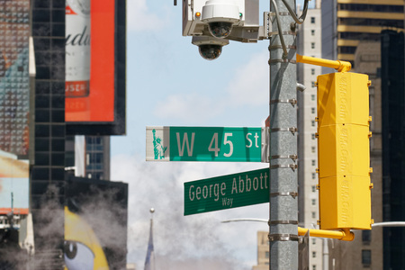 Road sign at Times Square, Manhattanのeditorial素材