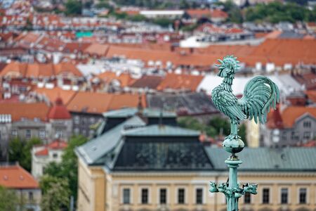 Weathercock on the roof of St Vitus Cathedralの写真素材