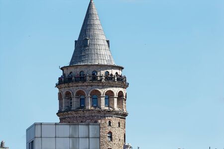 Galata Tower is a medieval stone tower in the Galata/Karak'y quarter of Istanbul, Turkeyの写真素材