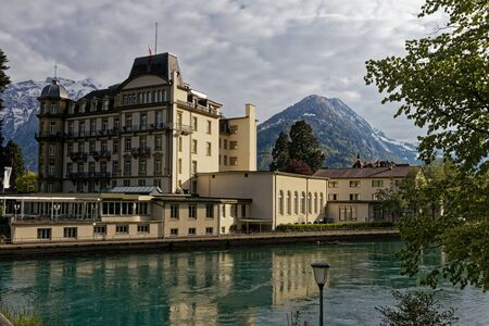 Aare river in Interlakenのeditorial素材