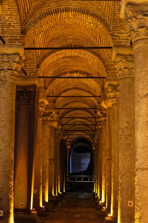 Istanbul, Turkey-September 22, 2019: The Basilica Cistern is the largest of several hundred cisterns that lie bene ath the city of Istanbul, Turkey.のeditorial素材