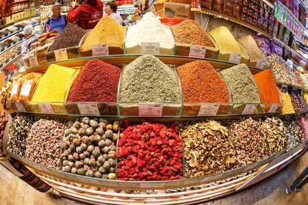 Istanbul, Turkey-September 22, 2019: Egyptian Bazaar. The Spice Bazaar in Istanbul, Turkey is one of the largest bazaars in the city.のeditorial素材