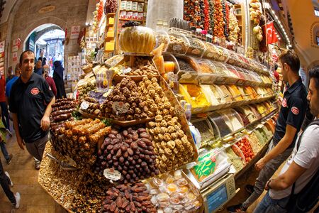 Istanbul, Turkey-September 22, 2019: Egyptian Bazaar. The Spice Bazaar in Istanbul, Turkey is one of the largest bazaars in the city.のeditorial素材