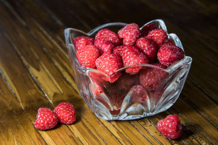 Raspberries in a dishの写真素材