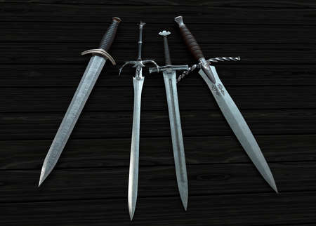3d illustration a non-isolated background. Medieval weapons.の写真素材
