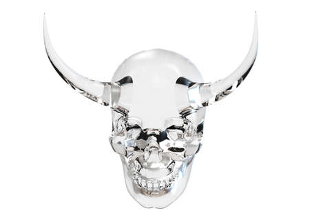 Skull with horns. 3d illustration on isolated backgroundの写真素材