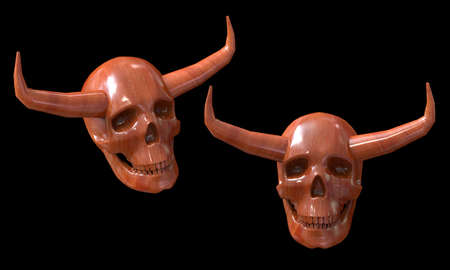 Skull with horns. 3d illustration on isolated background