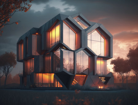 Modern villa building concept Generative AI illustration