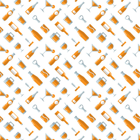 Cocktails and Liquor Bottle Pattern - vector illustrationのイラスト素材