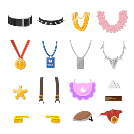 Funny Cartoon Accessory set and object - vector illustrationのイラスト素材