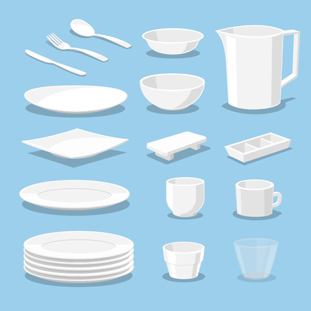 plastic ware - crockery and kitchen ware - Vector illustrationのイラスト素材