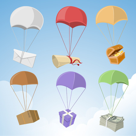 Airdrop of Supplies and Equipment  vector illustrationのイラスト素材